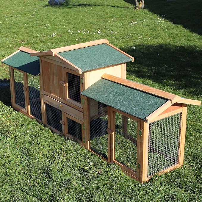 Wiltec Hasenstall Kaninchenstall XXL Freilauf Kleintierstall Kaninchenkäfig Hasenkäfig Kleintierkäfig
