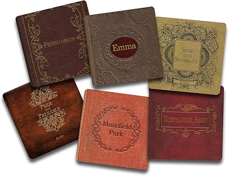 Jane Austen Books - 6 Piece Fabric Top Coaster Set