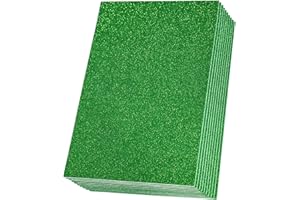 SALEMAR Green Glitter EVA Foam Sheets, Self-Adhesive Sparkle Craft Foam Sheet for DIY Projects, Decorations, St. Patrick's Day Crafts, 10 Packs (Green)
