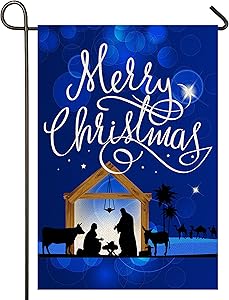 Atenia Merry Christmas Jesus Burlap Garden Flag, Double Sided Garden Outdoor Yard Flags for Christmas Decor