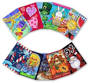 Toland Home Garden 12.5 x 18 Inch Decorative Holiday 10-Pack Garden Flag Bundle