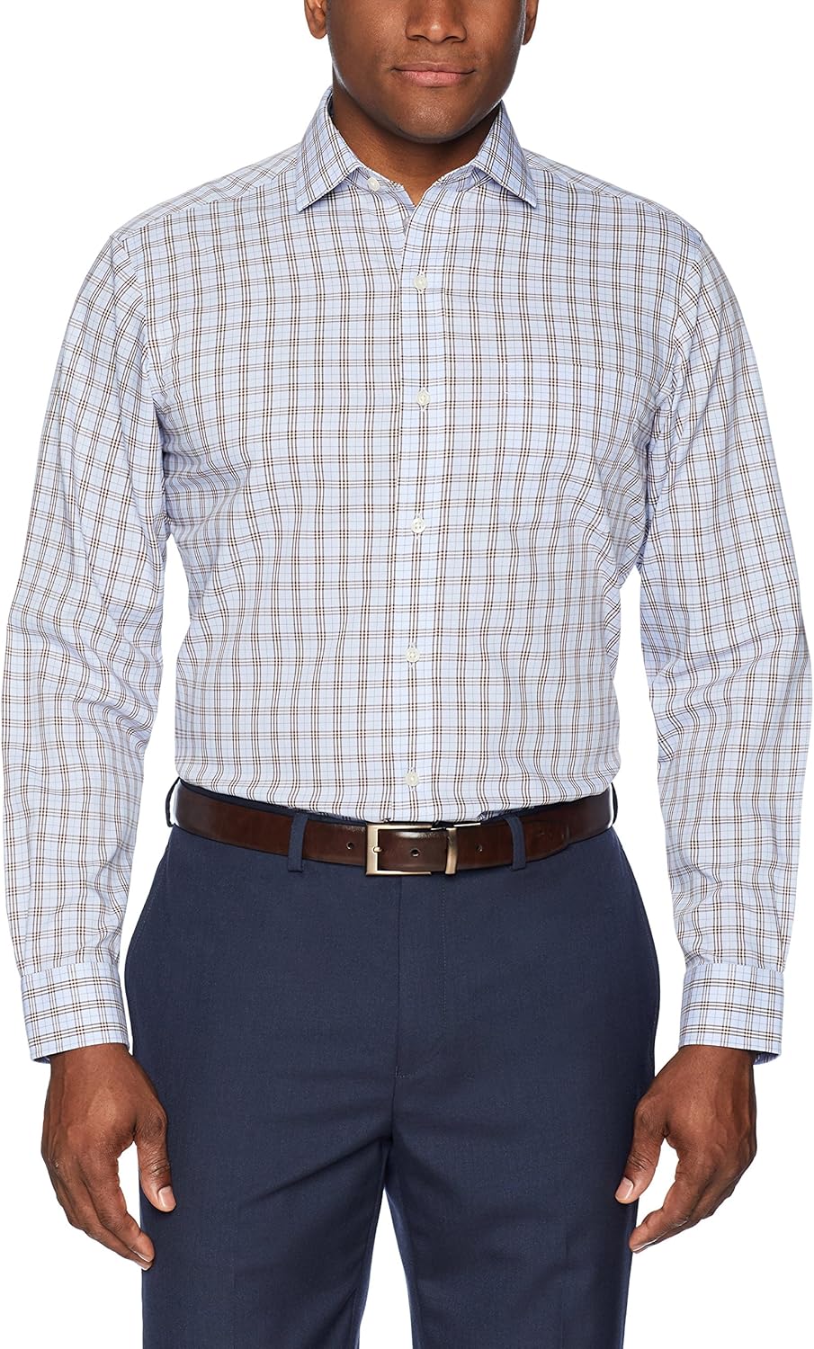  Brand - BUTTONED DOWN Men's Classic Fit Plaid Dress Shirt, Supima Cotton Non-Iron: Clothing