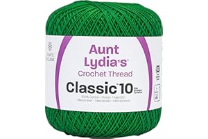 AUNT LYDIA Red Heart Classic Crochet Thread, Myrtle Green, 1050 Foot