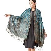 Nonakgado Reversible Paisley Pashmina Rave Scarf Shawl-Soft Silky Pashmina Wraps for Women Evening Dresses
