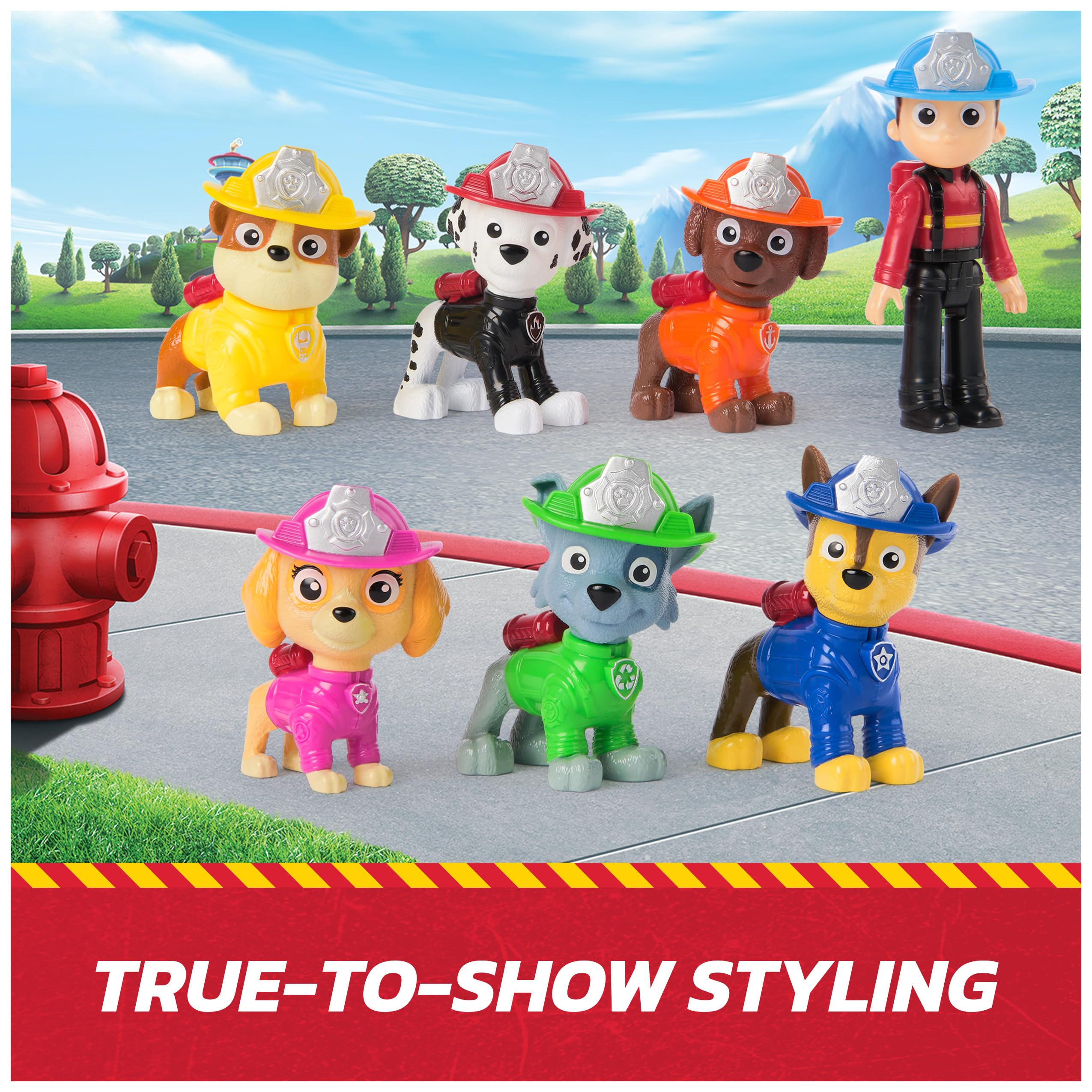 Paw Patrol Fire Rescue Team Pack with 7 Collectible Action Figures, Including Ryder & 6 Pups, Kids Toys for Boys & Girls Ages 3 and Up