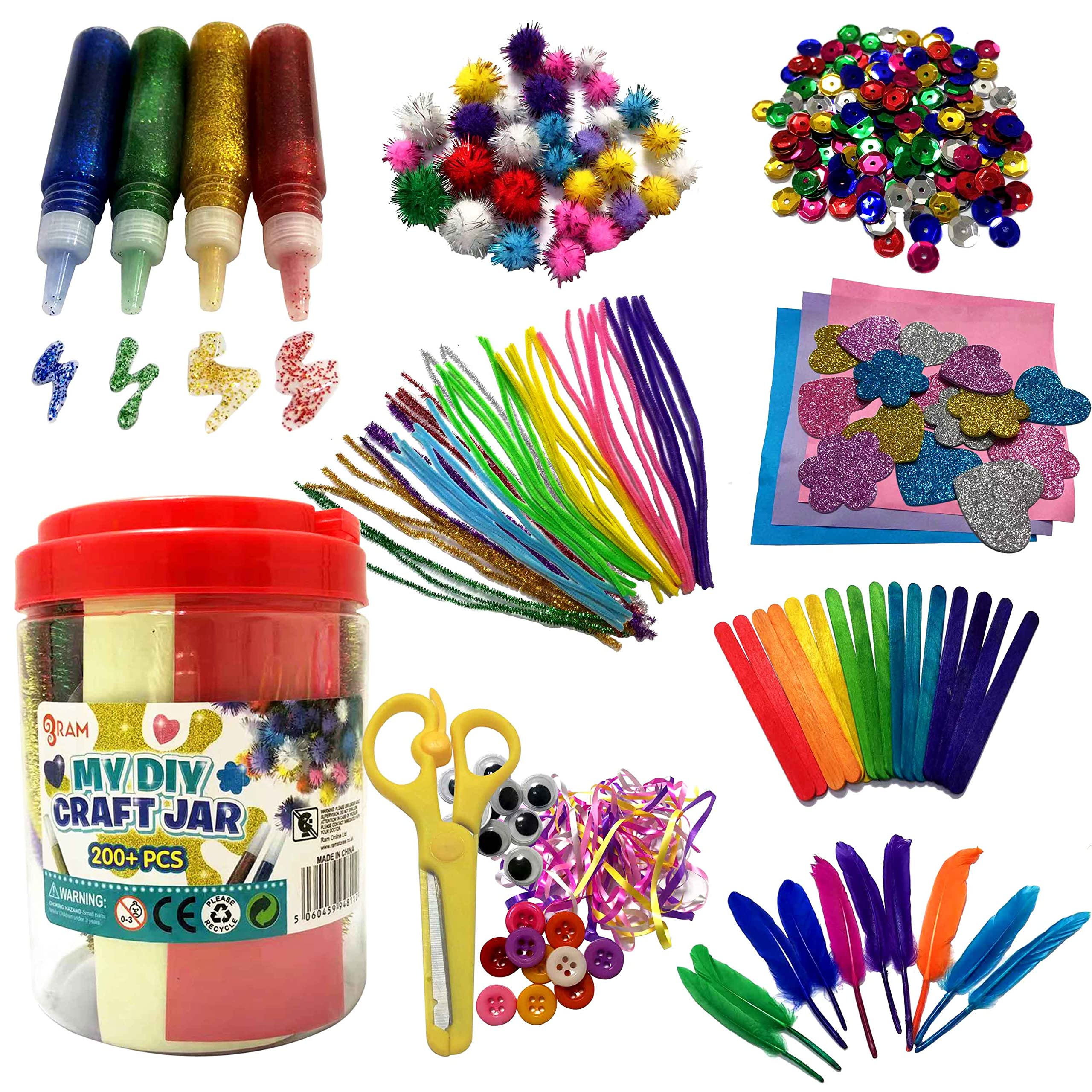 Ram© Giant 200 Pieces Kids Childrens Craft Art DIY Jar Large Crafting Crafts Large Toy Set