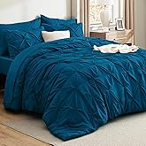 Bedsure Full Comforter Set Teal - Bed in a Bag Full Size Bedding Set 7 Pieces, GentleSoft™ Pintuck Bed Set Gift for Family, Pinch Pleat All Season Comforter with Sheets, Pillowcases & Shams