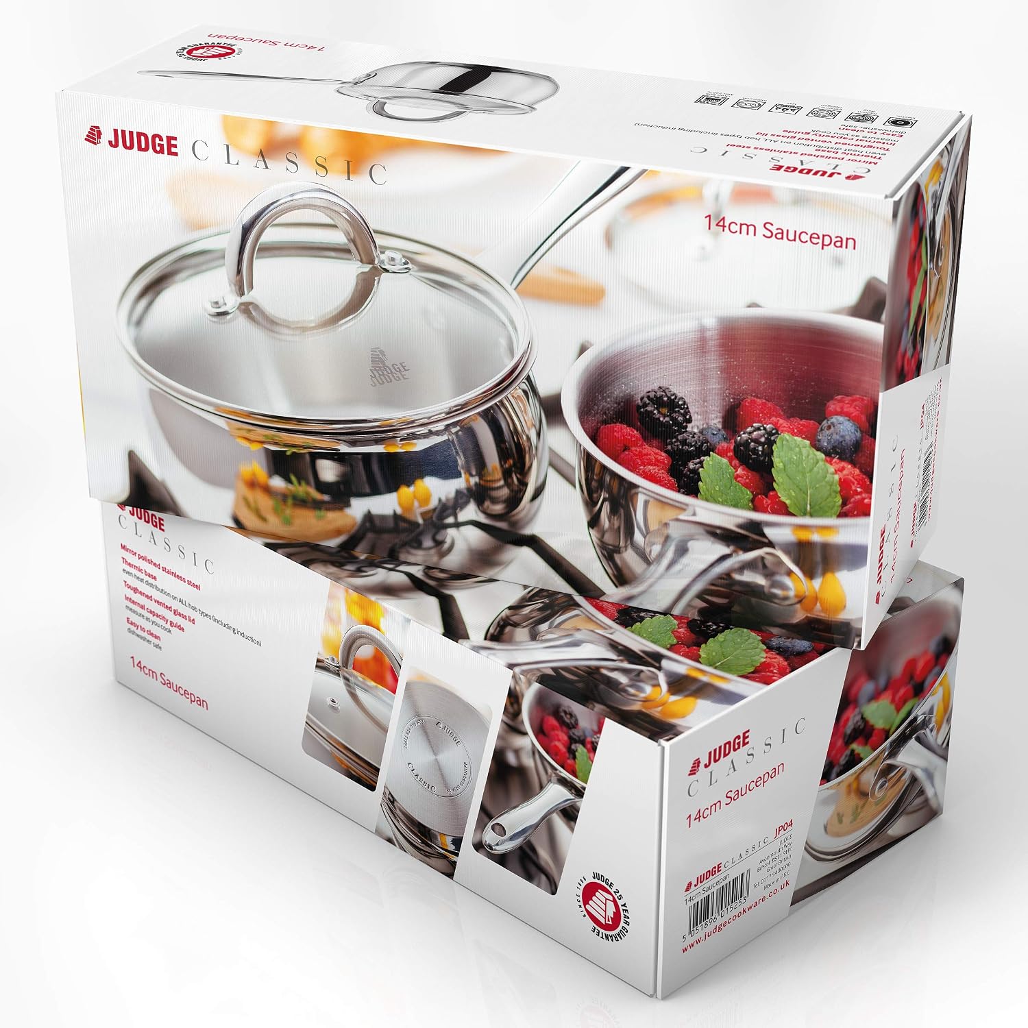 Judge Classic 14cm Saucepan with Glass Lid, Silver, 1 Litres - Image 3