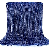 EOBOH 100PCS Blue Bead Necklace, Oval Blue Beads Stuff Accessories, 32" Mardi Gras Beads Necklace Costume, Festival Events Parade Throw for Xmas Mardi Gras Wedding Gender Reveal Party Supplies