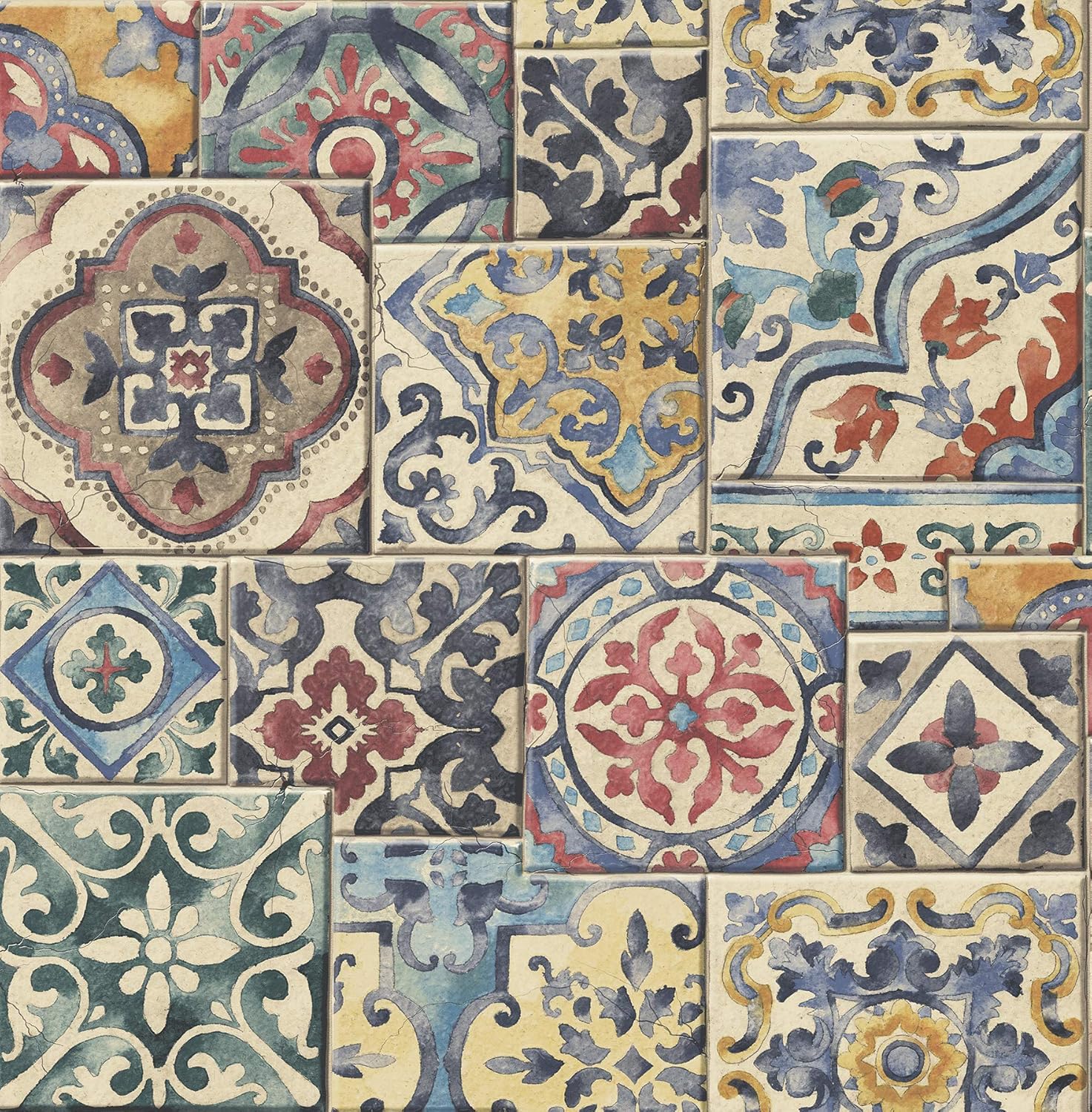 BHF FD22301 "Reclaimed Marrakesh Tiles" Wallpaper - Multi-Colour, Extra small
