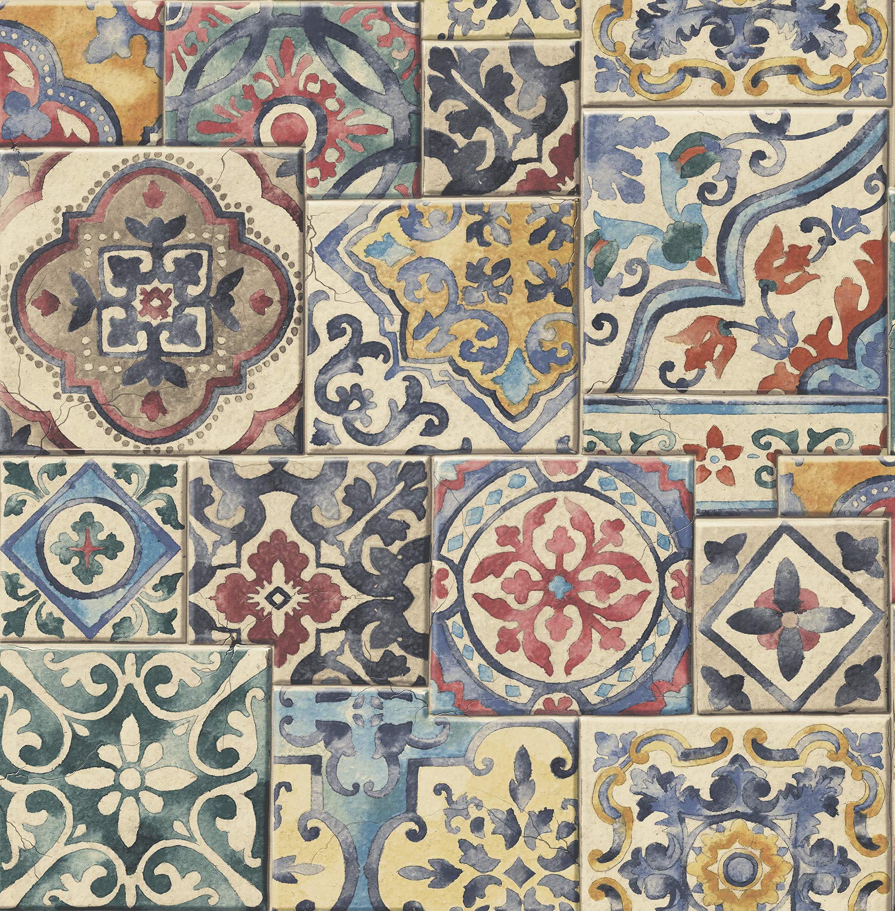 BHF FD22301 "Reclaimed Marrakesh Tiles" Wallpaper - Multi-Colour