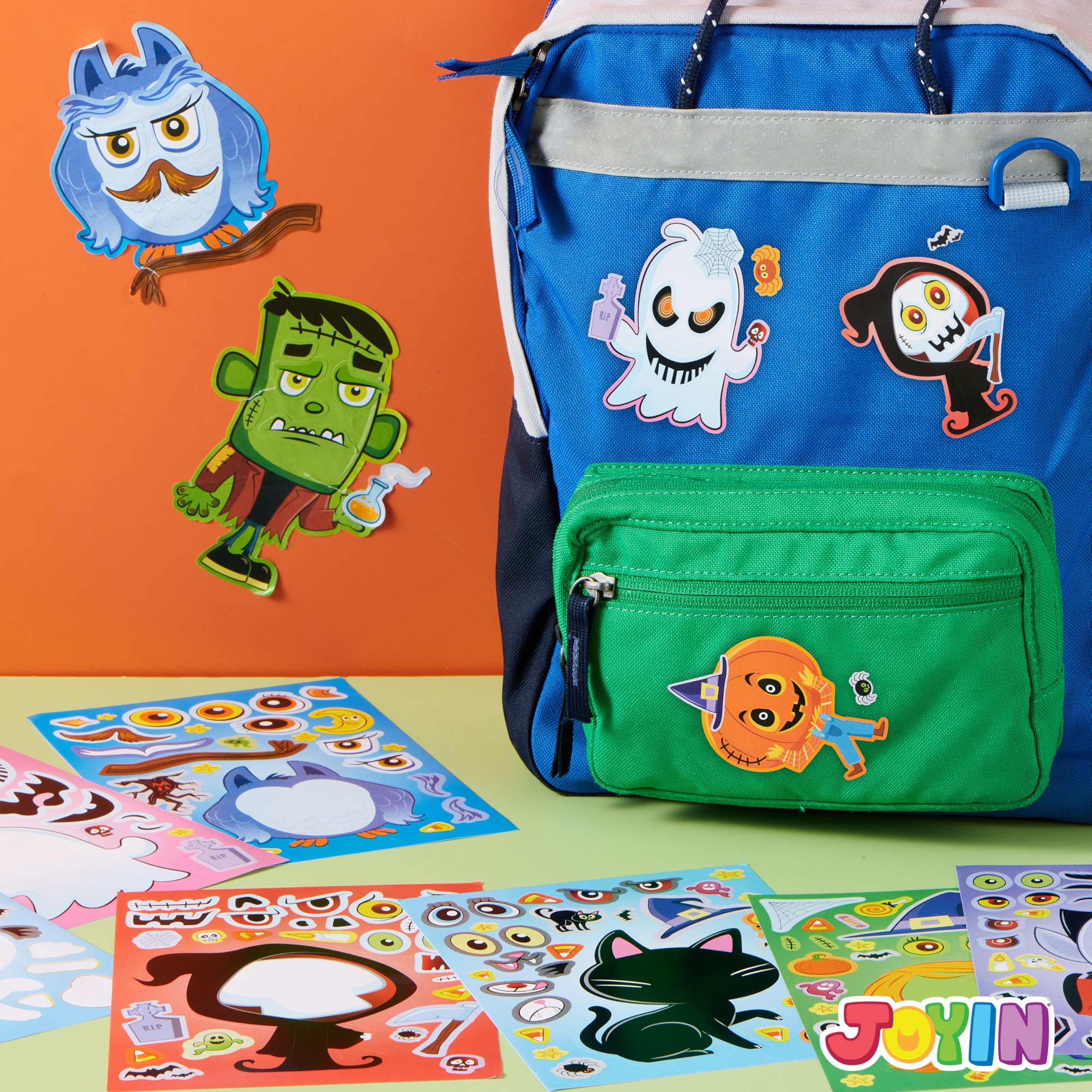 JOYIN 36 Pcs Halloween Make a Face Stickers for Kids, Crafts Party Supplies, Halloween Party Favor, Funny Stickers with 9 Designs, Classroom Art Activities Games Goodies Treats