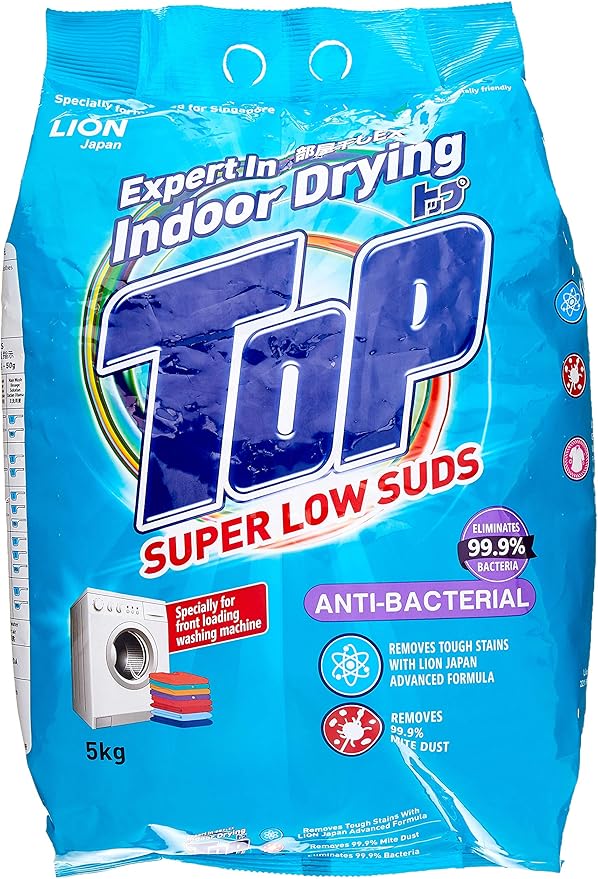 Top Powder Detergent Super Low Suds, Antibacterial, 5kg Amazon.sg