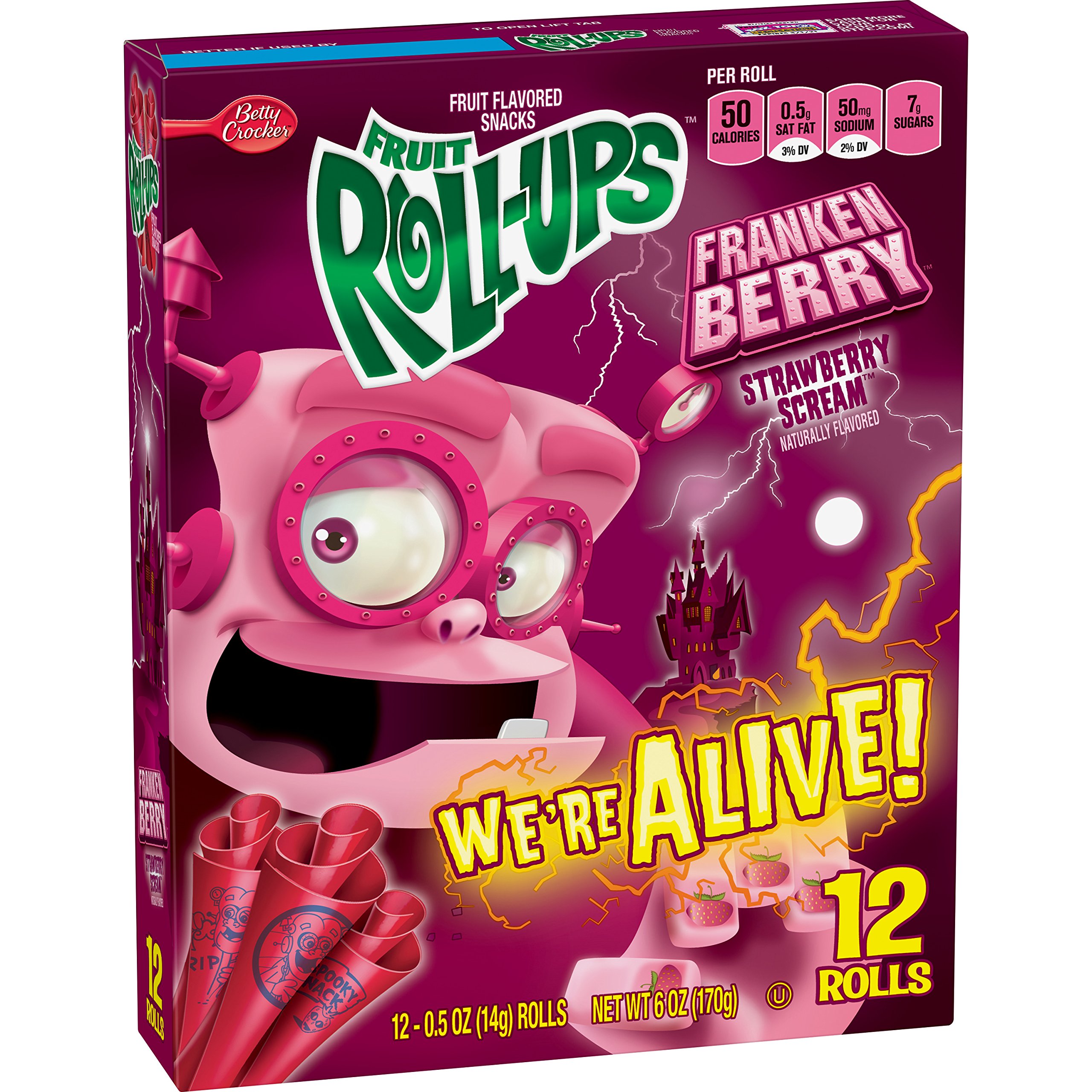 Betty Crocker Fruit Snacks RollUps Boo Berry Razzle Boo Blitz, 6 oz