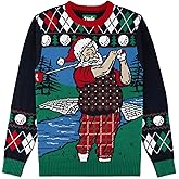 The Ugly Sweater Co. Mens Sports Golf Sports Ugly Christmas Sweater for Holiday Fun Design, Snug Fit Breathable Crewneck