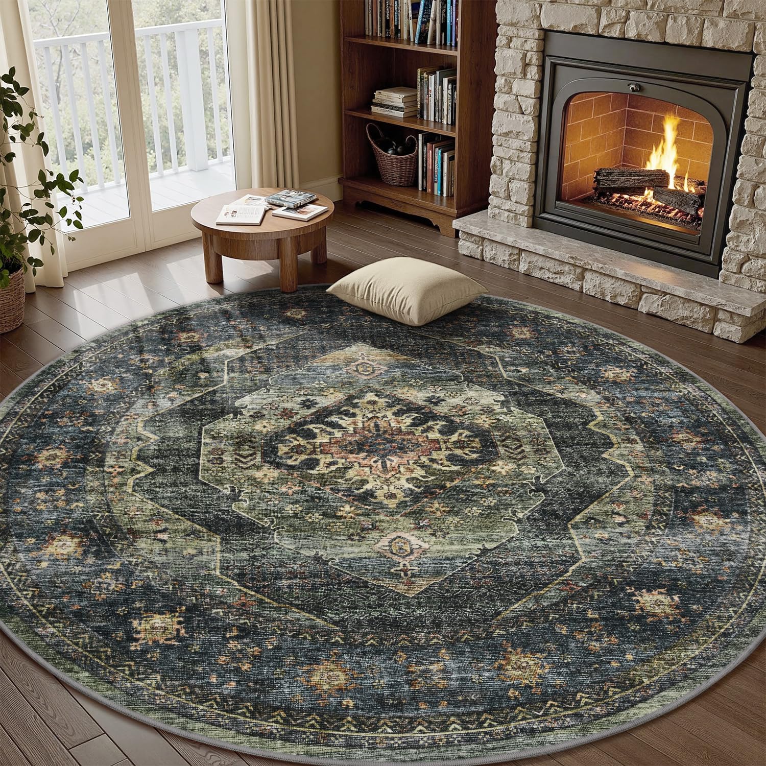 Engiw 6 ft Round Rugs for Living Room Bedroom Rug Circle Area Rug for ...