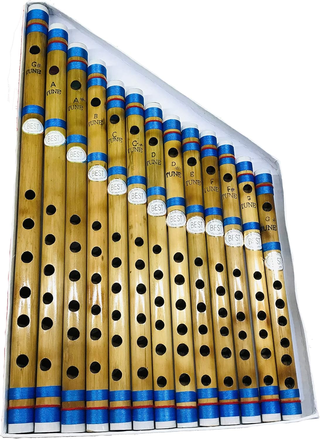 Professional Set of 13 Indian Bamboo Flutes Bansuri Scales A B C D