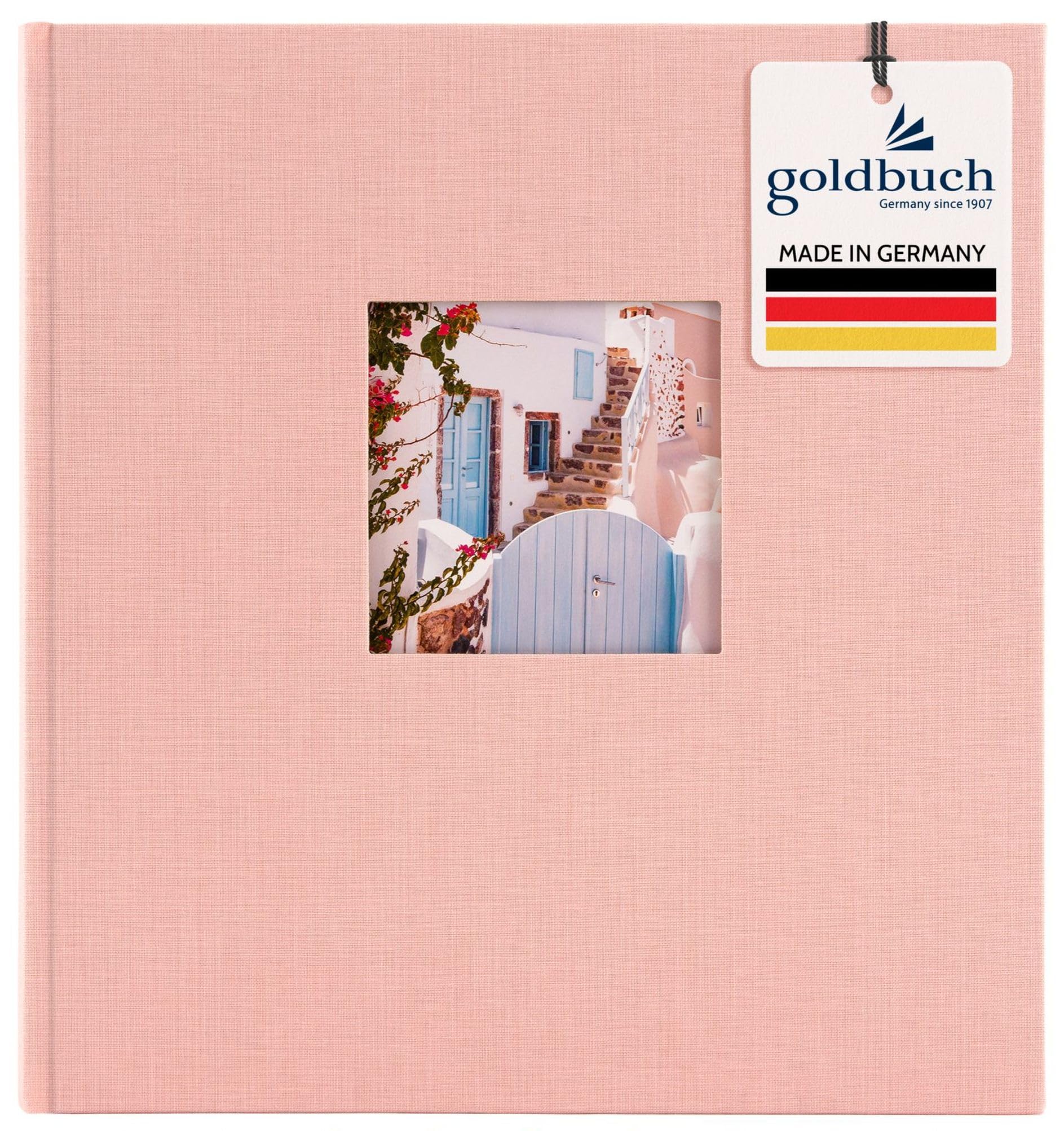 goldbuch Bella Vista 27722 Photo Album 30 x 31 cm Photo Album 60 White Pages with Glass Dividers Linen Photo Book Pink