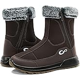 Aomigoct Winter Snow Boots for Women: Warm Comfortable Fur Lined Non-slip Mid Calf Booties Outdoor Walking