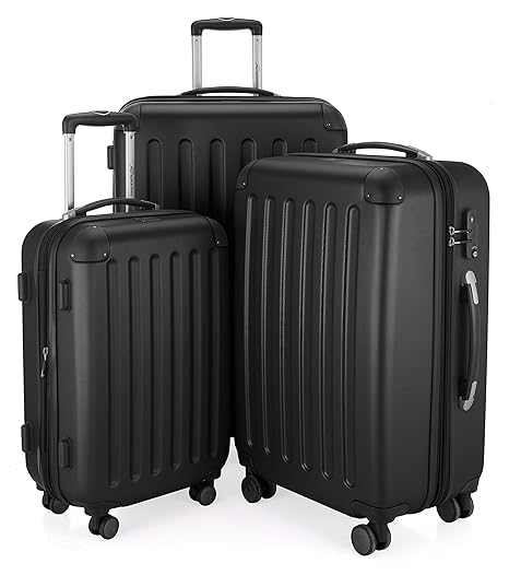 HAUPTSTADTKOFFER - Spree - 3er Koffer-Set Trolley-Set Rollkoffer Reisekoffer, TSA, (S, M & L), schwarz
