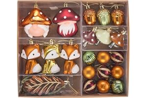Valery Madelyn Fall Tree Decorations Ornaments for Home Indoor, 24ct Shatterproof Fall Ornaments for Small Tree, Orange Hanging Thanksgiving Autumn Christmas Ball Decor Gnomes Leaves Harvest Halloween