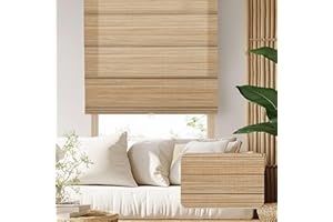 Natural Woven Jute Roman Shades for Windows，Cordless Roman Shades Light Filtering Linen Fabric Blinds for Door,Bedroom,Living