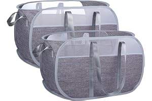 XIAYAN Pop Up Laundry Hamper，with Durable Handles collapsible laundry basket，Easy to Open and Fold for college Dorm,kids room，travel (2 gray)…