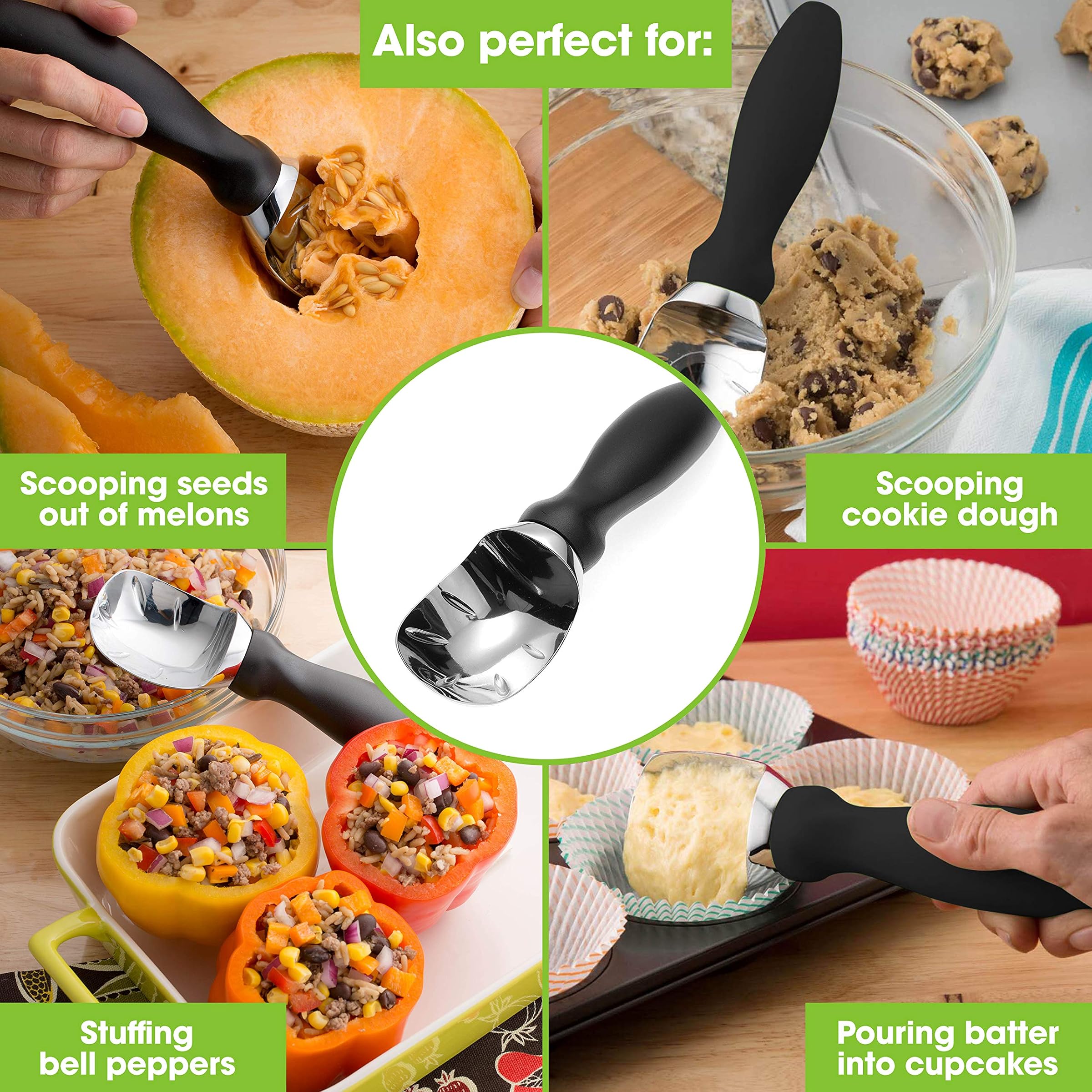 Spring Chef Ice Cream Scoop with Comfortable Handle by Spring Chef
