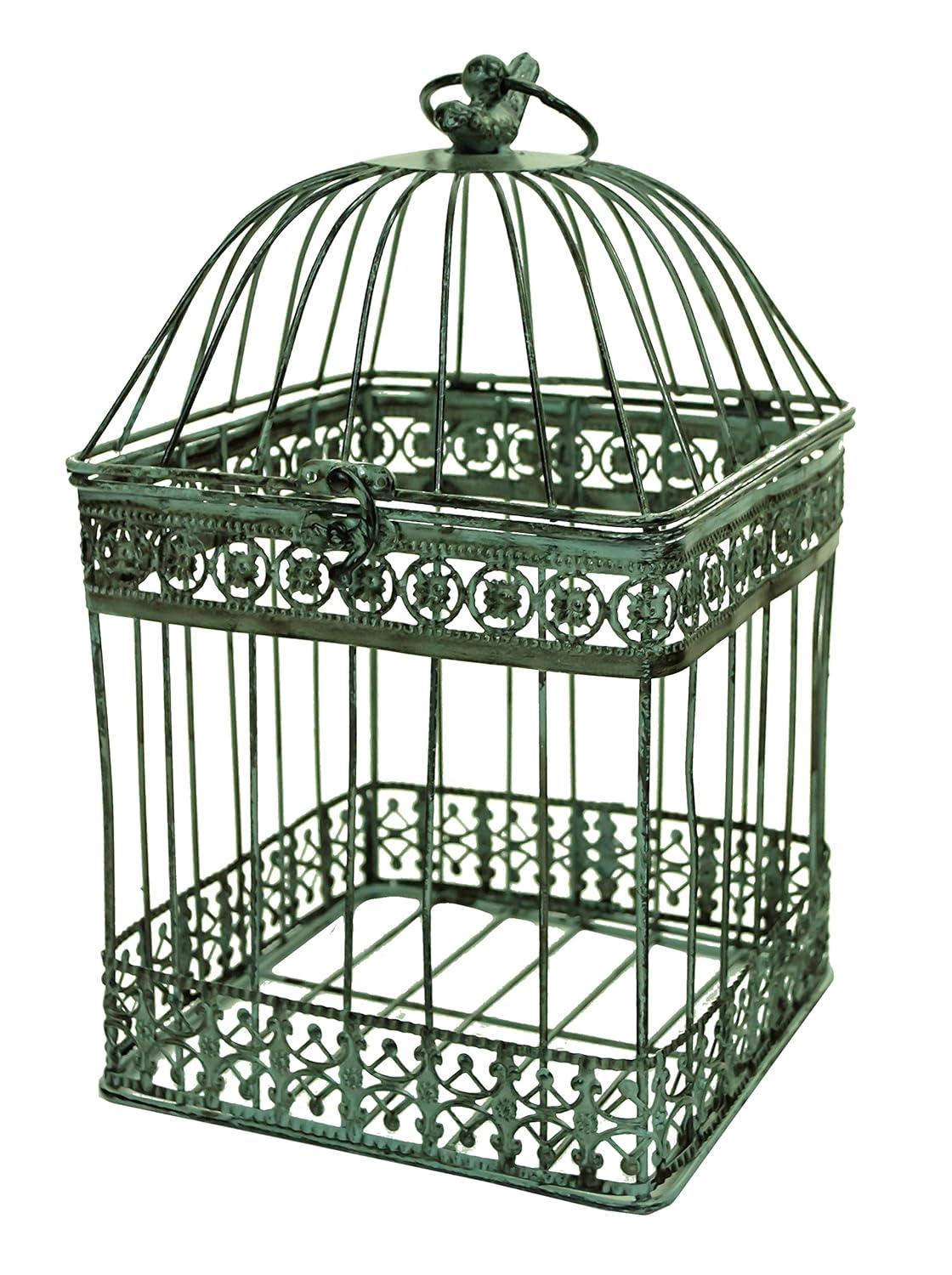 East2eden Antique Green Bird Top Design Square Bird Cage Wedding