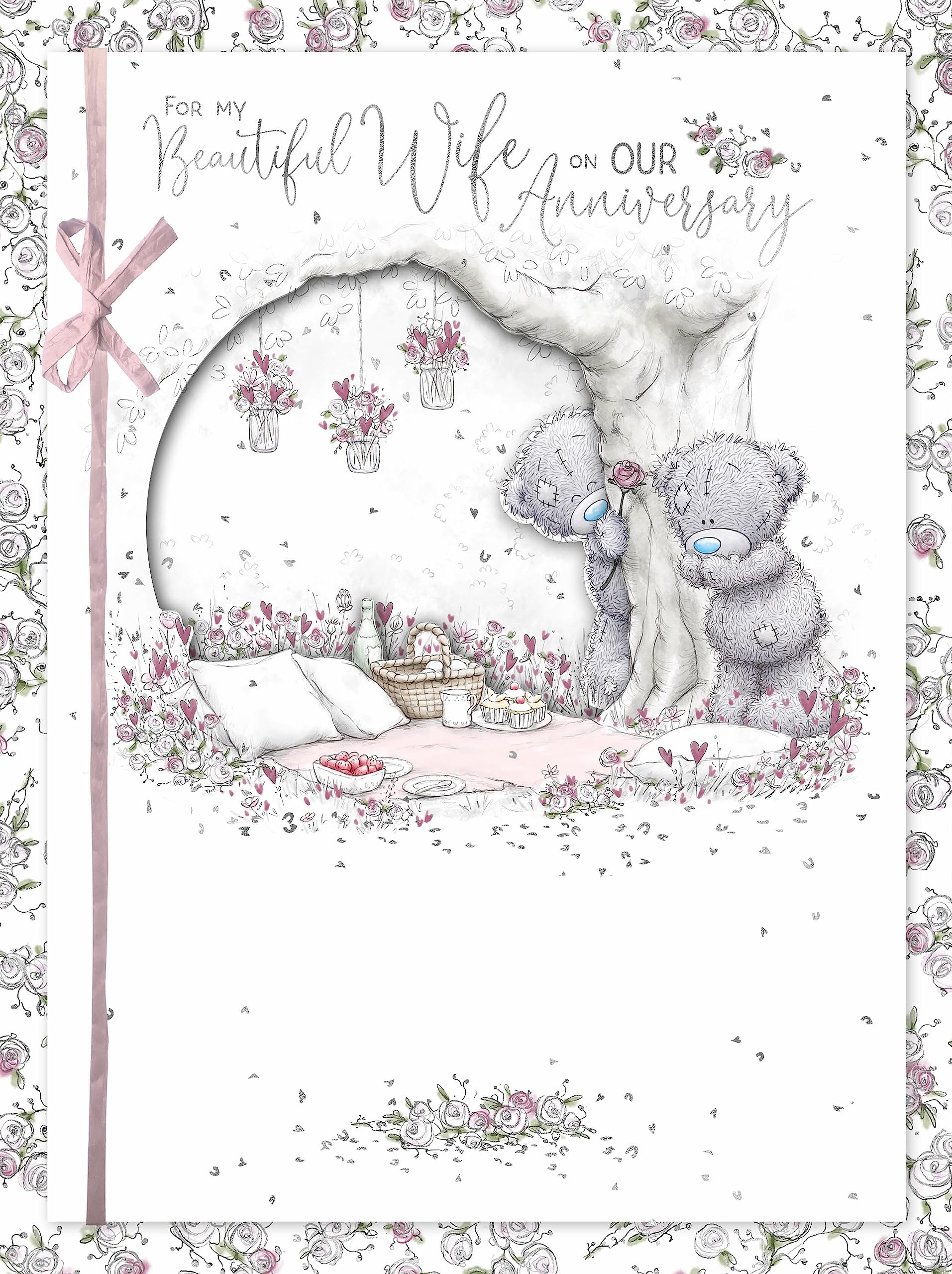 Me to You Tatty Teddy 'Beautiful Wife' Luxury Boxed Handmade Wedding Anniversary Card - Official Collection ABL01016