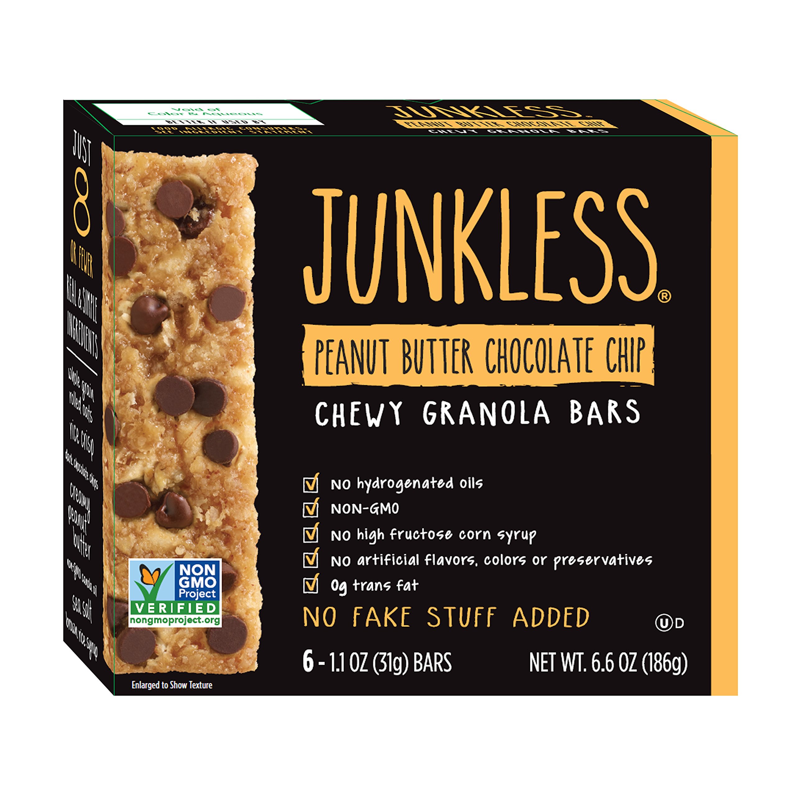 Junkless Chewy Granola Bars, Chocolate Chip, 1.1 oz., 6 Bars (8 Count