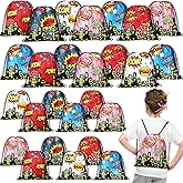 Lothee 30 Pcs Hero Party Favor Bags for Birthday Party Decorations Gift Treat Goodie Candy Backpack Boom Wow Pow Drawstring Bag (Hero Style)