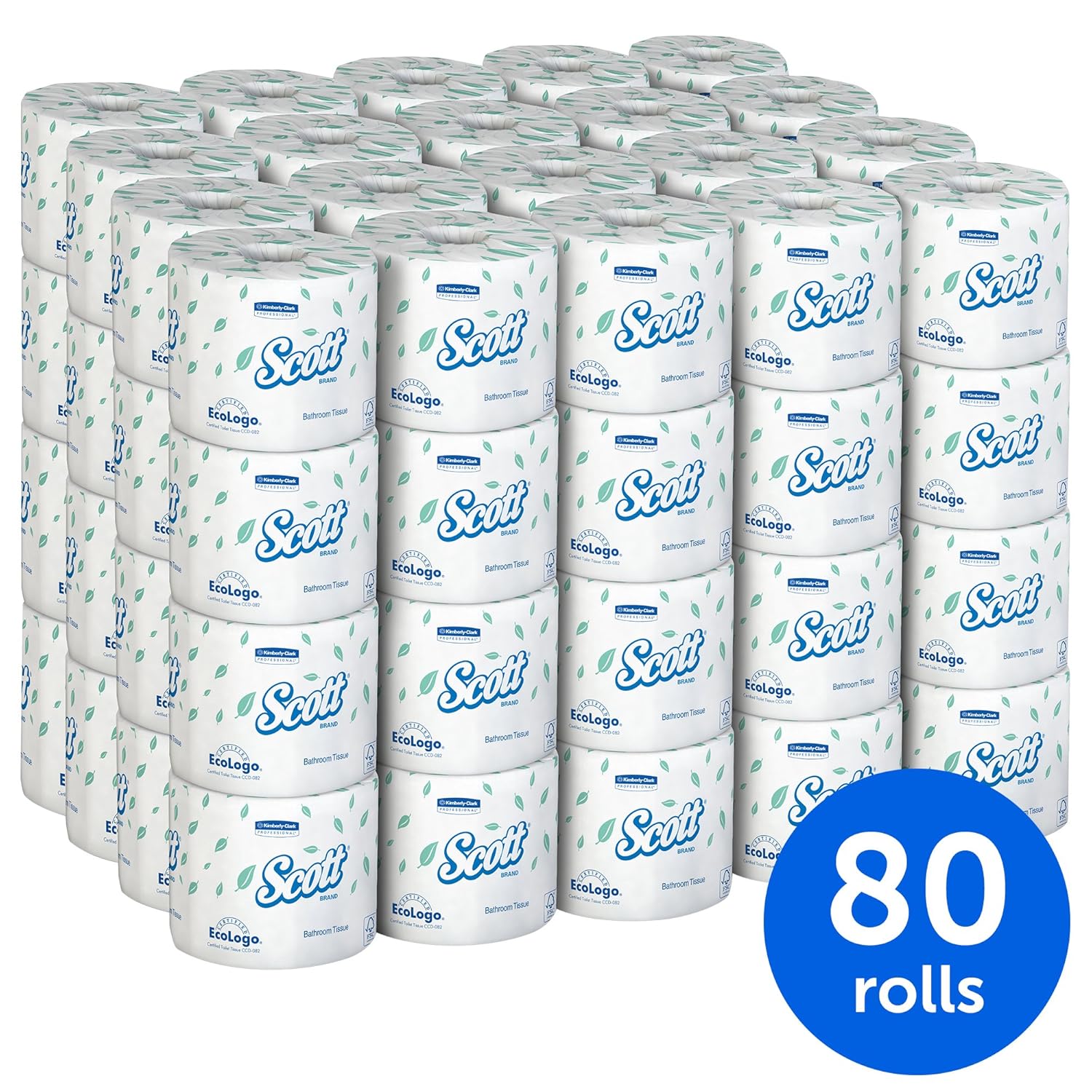 Scott Essential Professional Bulk Toilet Paper for Business (04460), Individually Wrapped Standard Rolls, 2-PLY, White, 80 Rolls / Case, 550 Sheets / Roll: Industrial & Scientific