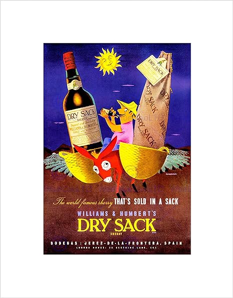 Amazon Vintage Advert Wine Alcohol Dry Sack Sherry New Wall Art Print ビンテージ 広告ワインアルコール壁 アートフレーム ポスター オンライン通販