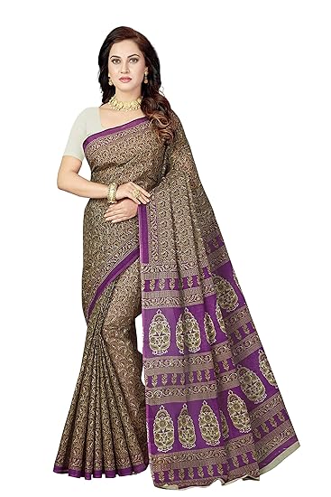 Womens Pure Cotton Printed Saree with Blouse Piece (SSKR5050_Purple)