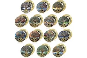 Blueweenly 14 Pcs Aa Sobriety Coins Bulk Gifts, Sobriety Chip 24 Hour Newcomer 1-11 Month Aa Recovery Coin Tokens for Alcoholics Anonymous Sober Anniversary Gift for Men and Women Christmas(Tree)