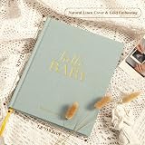 Lanpn Hello Baby First 5 Year Memory Book Linen Hardcover Sage Green 154 Pages view 2