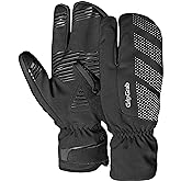 GripGrab Ride Windproof Deep Winter Lobster 3-Finger Cycling Gloves Thermal Fleece Lined Padded Cold Weather Bike Glove