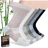NOLUNT Diabetic Socks for Men,6 Pairs Crew Mens Diabetic Neuropathy Socks for Men Size 9-11/10-13/13-15