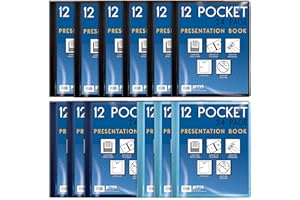 Better Office Products 12 Pocket Bound Presentation Book, Assorted Colors, Clear View Front Cover, 24 Sheet Protector Pages, 8.5" x 11" Sheets, Art Portfolio, Poly Covers, Letter Size (12 Pack)