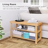SMIBUY Bamboo Shoe Rack Bench 3-Tier Organizer Natural view 4