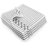 Fecido Classic Kitchen Dish Towels with Hanging Loop - Set of 4, Silver Gray