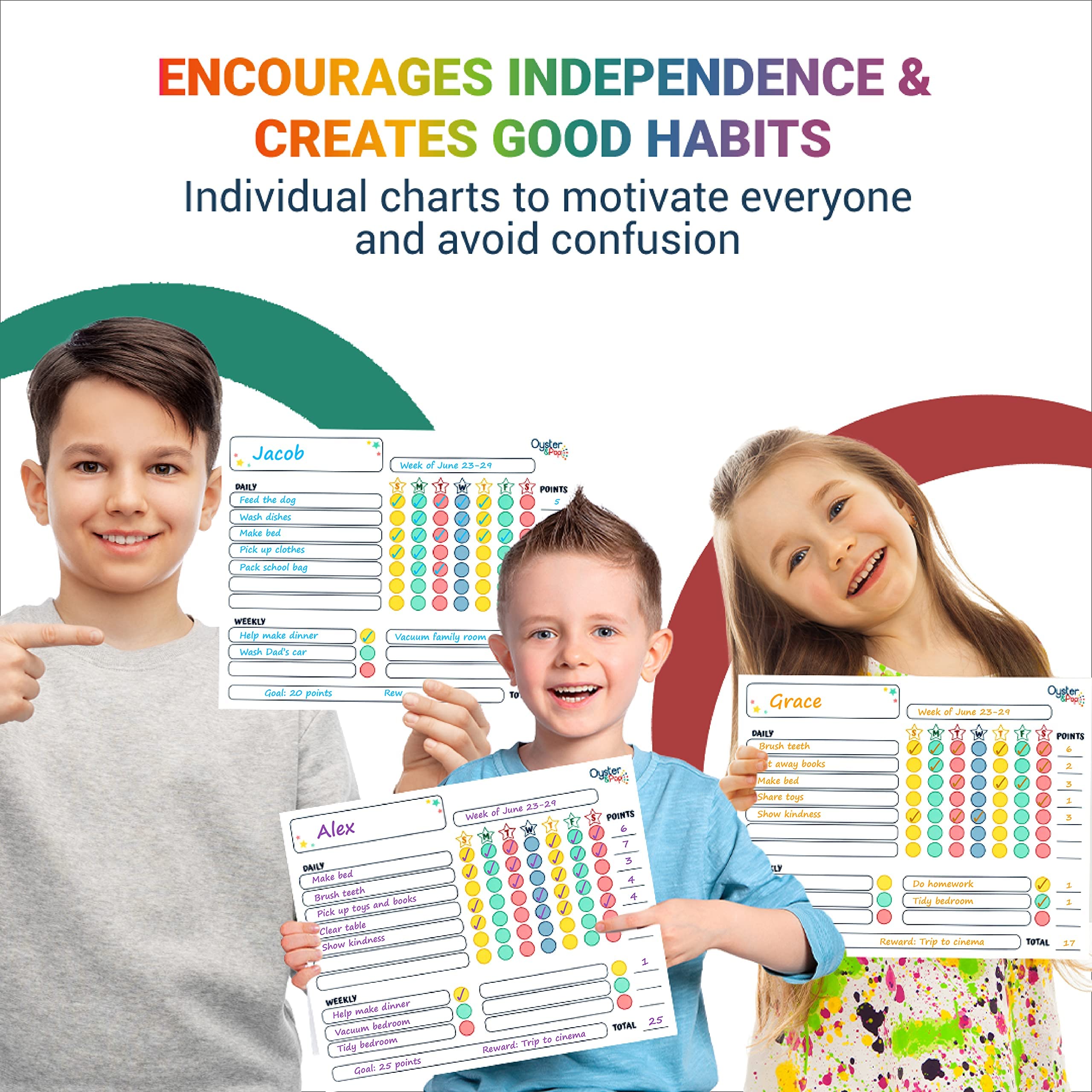 Mua Magnetic Chore Chart 3Pcs for Multiple Kids & Adults - 5 Fine Tip ...