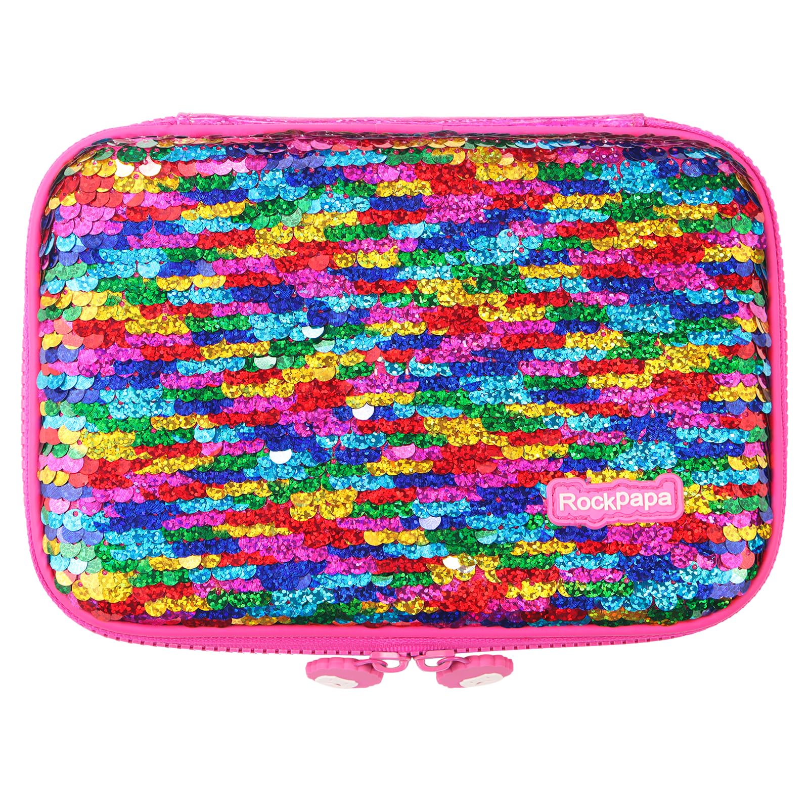Rockpapa Colorful Sequin Large Pencil Cases, Big Pencil Case for Girls, Small Storage Box for School Students Girls Teens Kids Toddlers