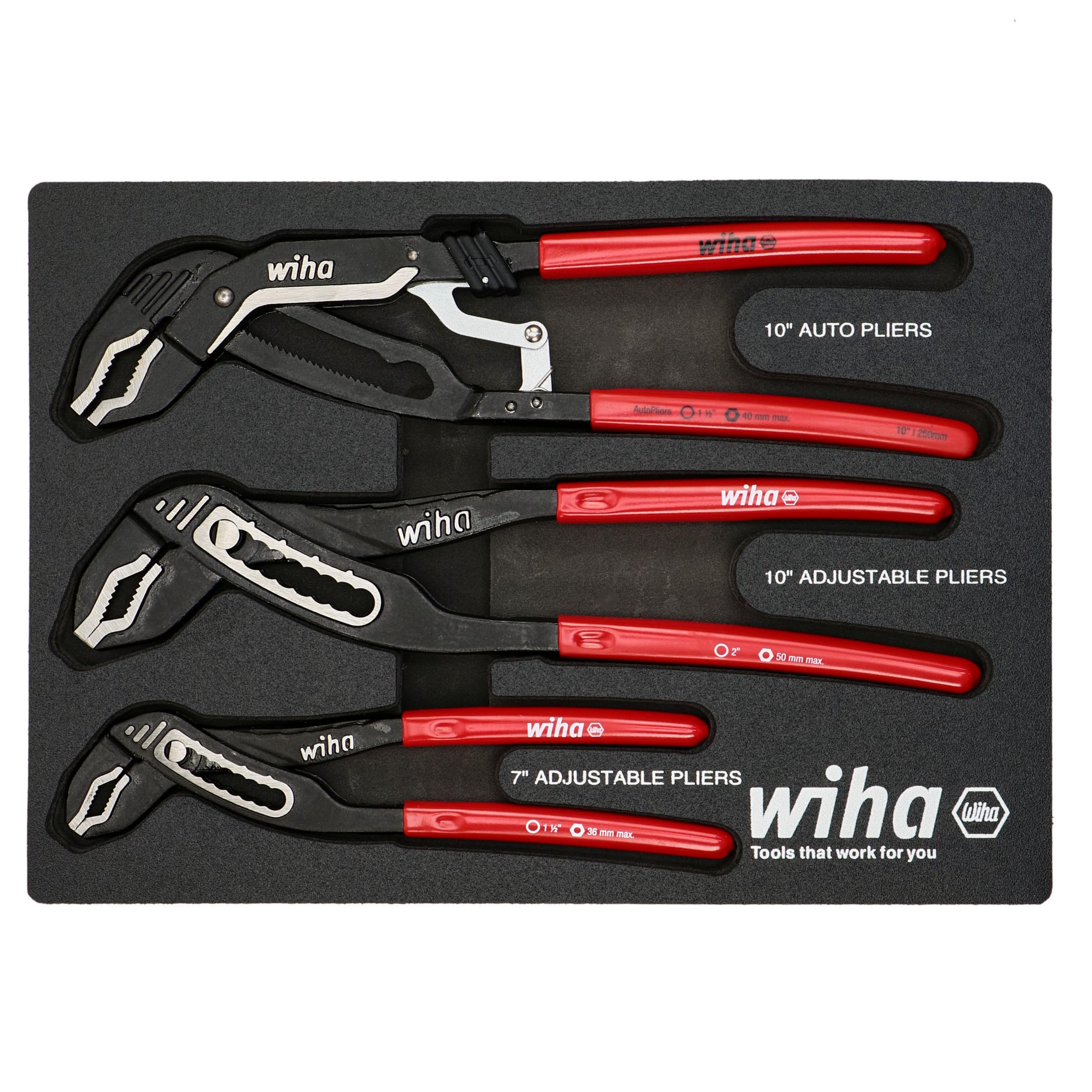 3 Piece Classic Grip Adjustable Water Pump Pliers Tray Set