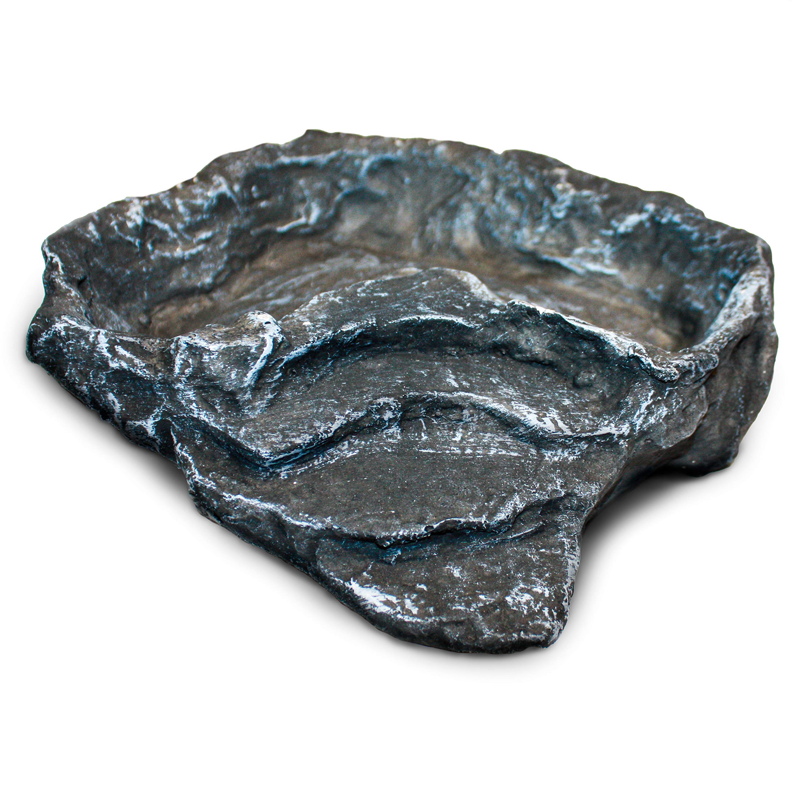 Komodo Terraced Dish, Large, Grey, Reptile Feeding Dish, Reptile Water Dish, Rock Bowl