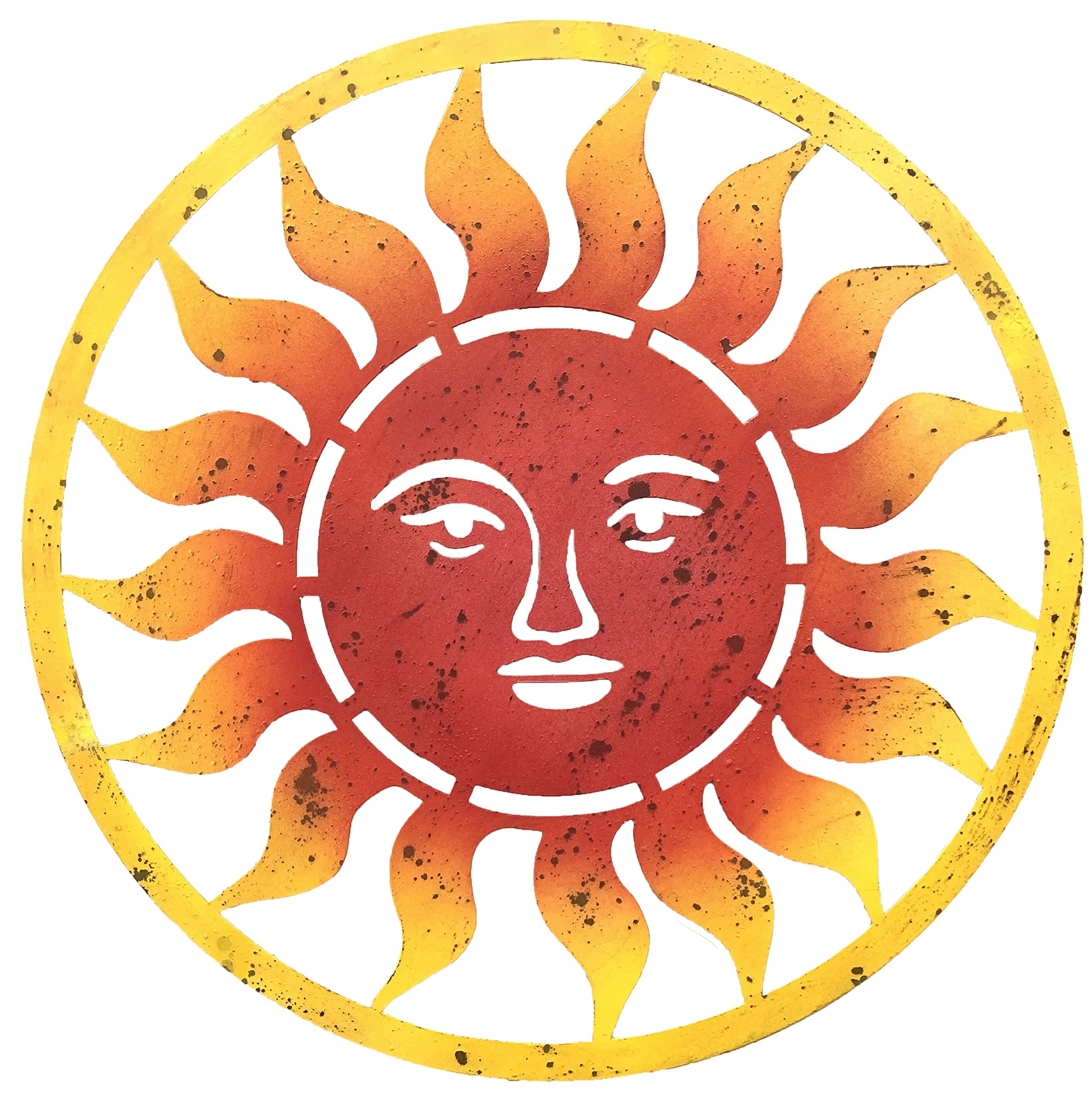 Creekwood Metal Laser Cut Fence Wall Art, Sun Face, 50cm x 50cm