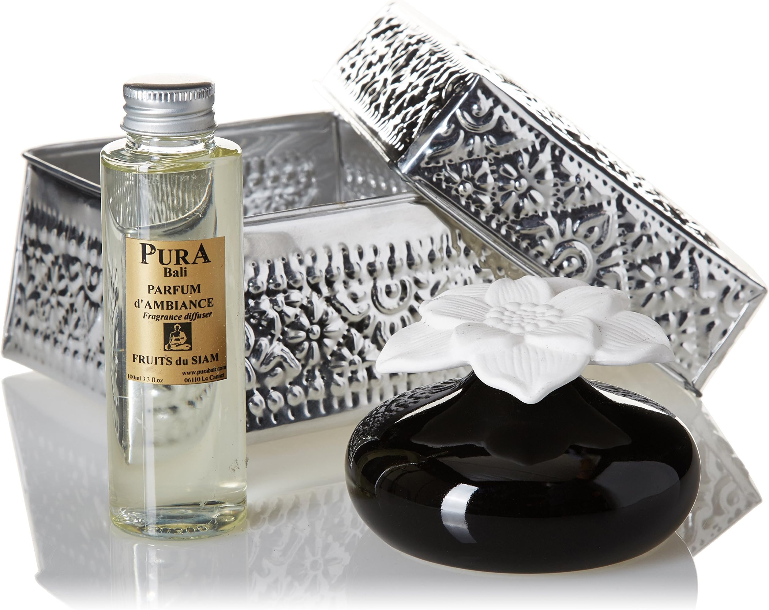 Pura Bali Fragrance Diffuser in Aluminium/Capillary Box on Siam Fruit Flowers