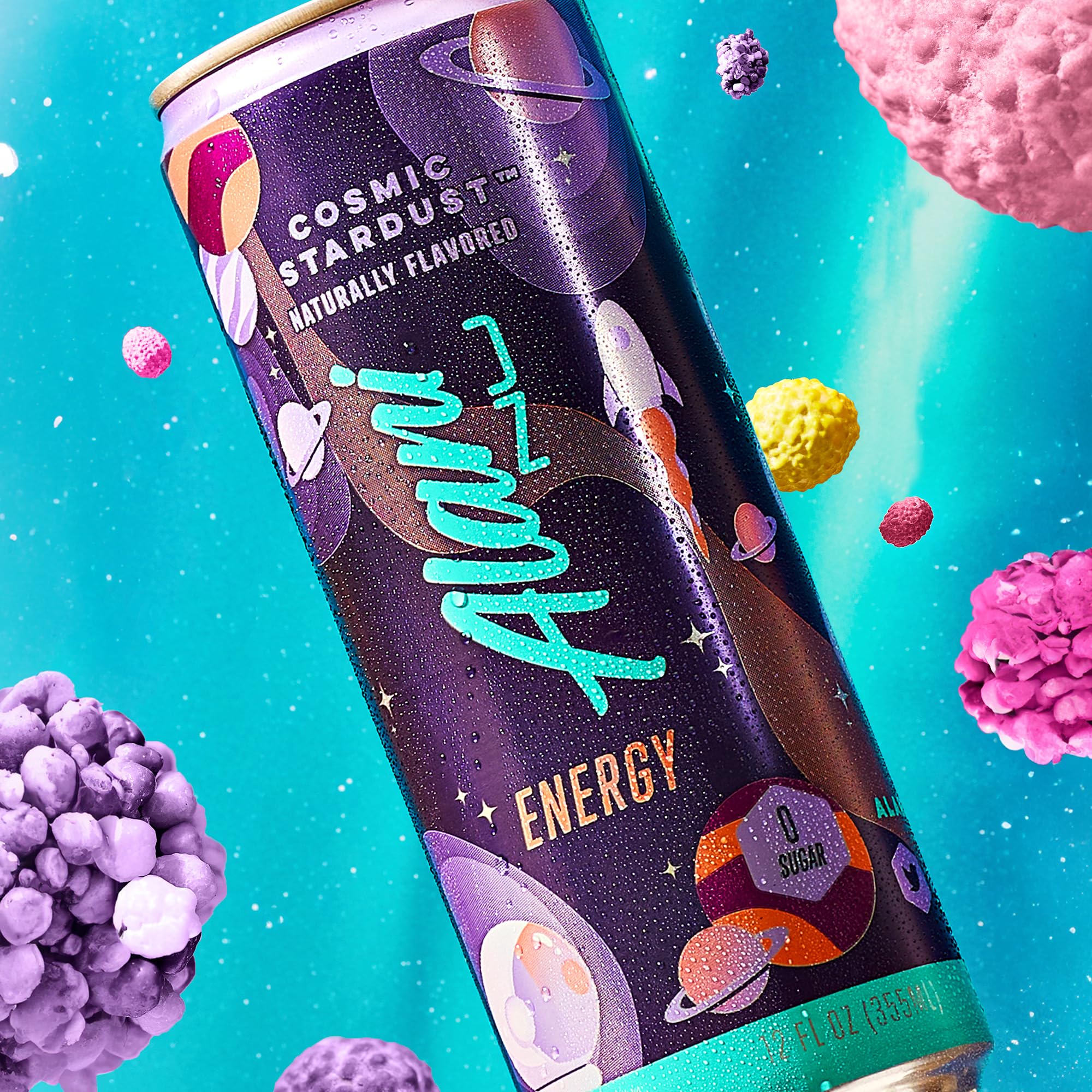 Alani Nu COSMIC STARDUST, Sugar Free, Low Calorie Energy Drinks, 200mg Caffeine, Biotin, B Vitamins, Zero Sugar, 10 Calories, 12 Fl Oz Cans, 24 Pack