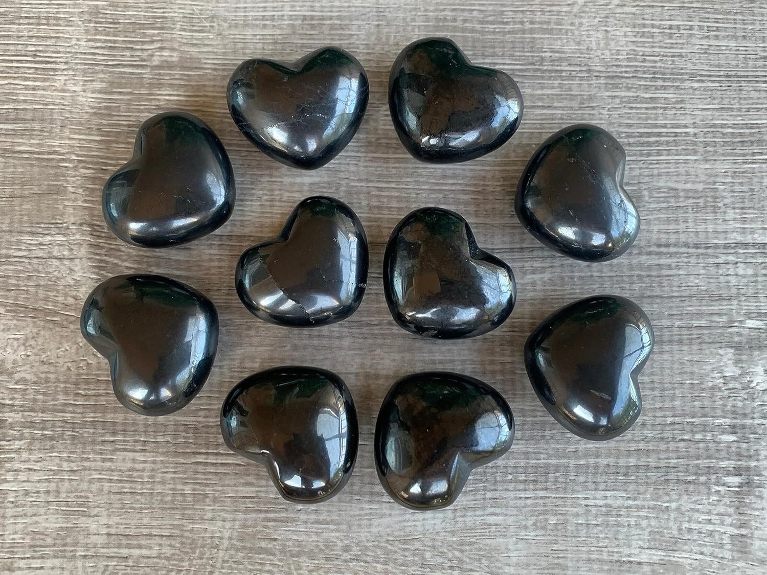 Indoor Fountains & Accessories - GAF TREASURES Shungite Gemstone Hearts, Polished Shungite Puffy Hearts, Shungite Crystal Palm Stone, Shungite Healing Crystal Hearts (1 Heart)